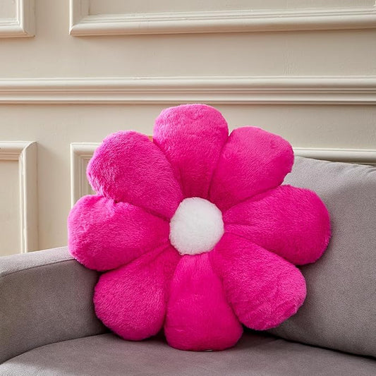 17.7In Hot Pink Flower Pillow Daisy Pillow Decorative Pillow Floor Pillow Cushion for Girls Adults Cute Home Decor Aesthetic for Living Room Bedroom Reading Corner