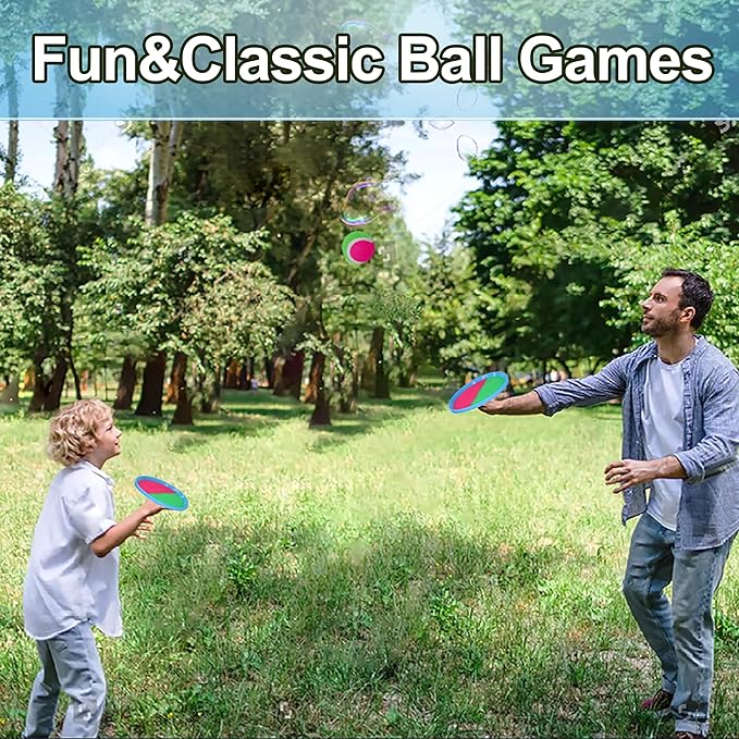 Toss and Catch Ball Set Outdoor Indoor Beach Games Kids Toys with 4 Paddles 4 Balls 1 Storage Bag Playground Balls for Kids