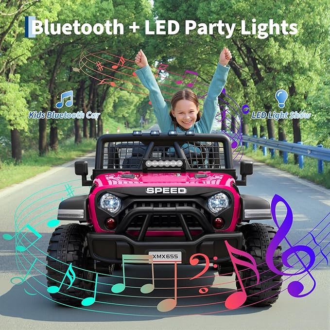 24V 2 Seater Kids Electric Truck with Parent Remote Control, 4WD Ride on Car for Toddlers & Kids 4-8, 100Min Battery, Dual Motor, All Terrain Electric Vehicle Gift for Boys Girls
