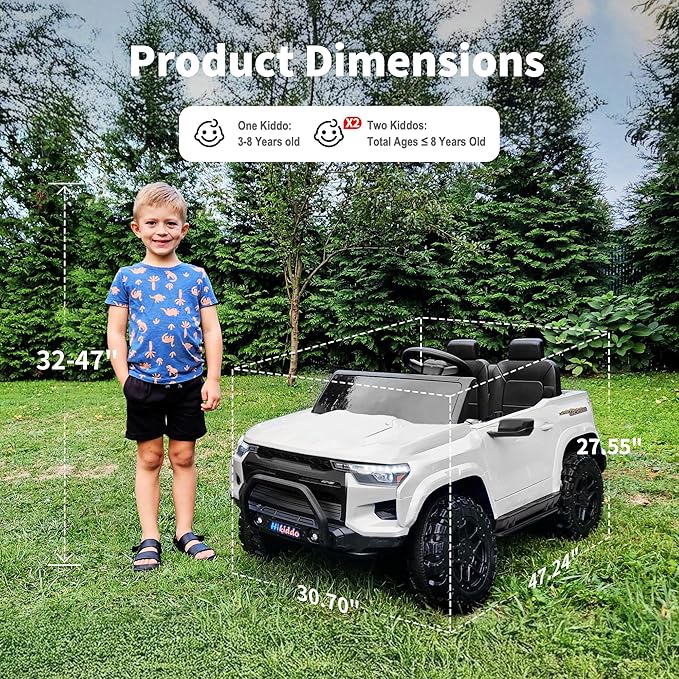 24V 10Ah Ride on Toy for Big Kids, 4WD 2 Seater Electric SUV Kids Car to Drive with Remote Control, 4x200W Motors - White