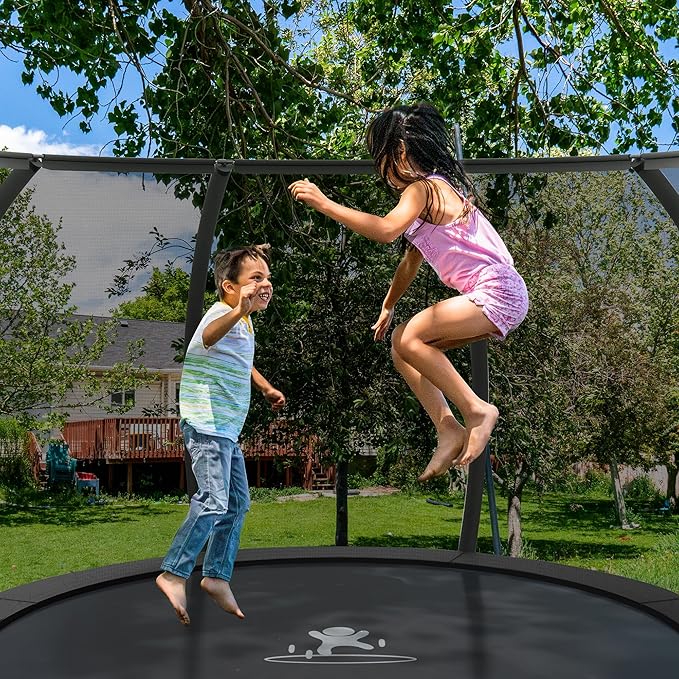 Polar Aurora 10FT 12FT 14FT 16FT Outdoor Trampoline with Safety Enclosure Net, Thickened Spring Pad，ASTM Approved Recreational Trampoline for Kids and Adults,Anti-Rust Coated Frame and Thickened Mat