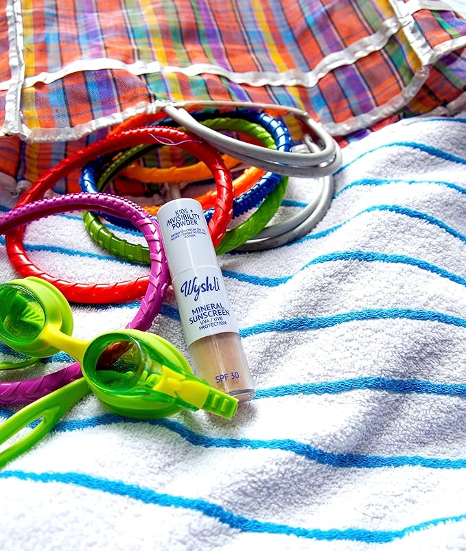 Invisibility Powder - Brush On Mineral SPF 30 Sunscreen for Kids - Broad Spectrum Face & Body Sunscreen for Sensitive Skin - Water & Sweaty Playground Resistant