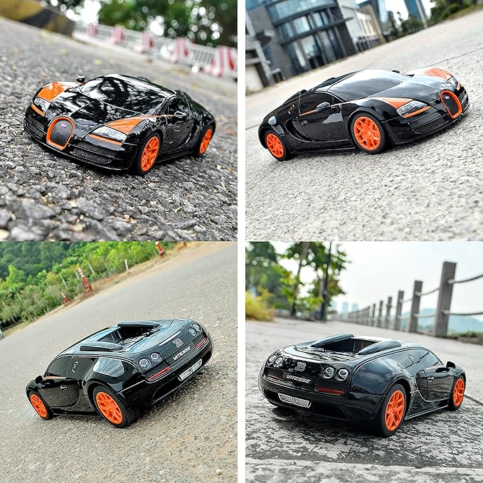 BEZGAR Bugatti Toy Car - Officially Licensed Bugatti Grand Sport Vitesse Remote Control Car,1:24 Scale Sport Racing Toy Car Model Vehicle for Kids, Adults, Girls and Boys (47000 Black)