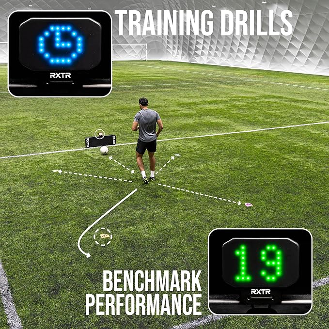 RXTR Reaction Training Light - Smart Soccer Training Device with Real-Time Scoring, Built-in Drills, Compatible with QUICKPLAY Rebounder Boards, No App Required