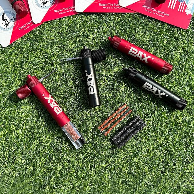 PAX Black Mountain Bike Tubeless Tire Repair Plug Kit, Xmas Gift for Biker, Plus 4mm Hex Key for Emergency Bicycle Repair Kit, Fix Road Bicycle Tire Flat Punctures