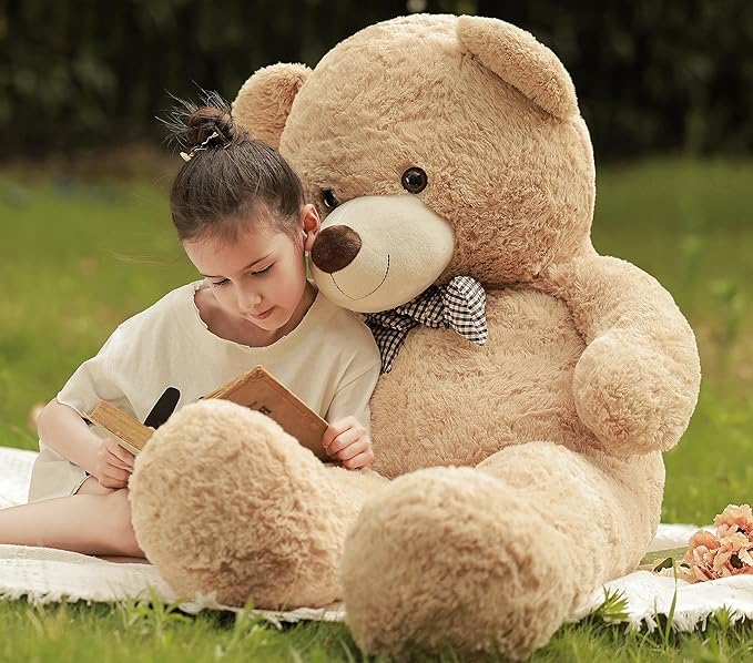 Poutmac Big Teddy Bear 55 inches Giant Soft Stuffed Animals Cute Plush Toy for Girlfriend Women Kids for Valentine's Christmas Birthday Light Brown