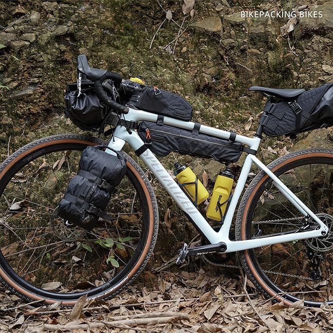 Rhinowalk Bike Frame Bag 1.2L, Waterproof Handlebar Bag with Phone Holder, Small Front Bag with Strap or Screw Mount, Fits Most Bikes – White