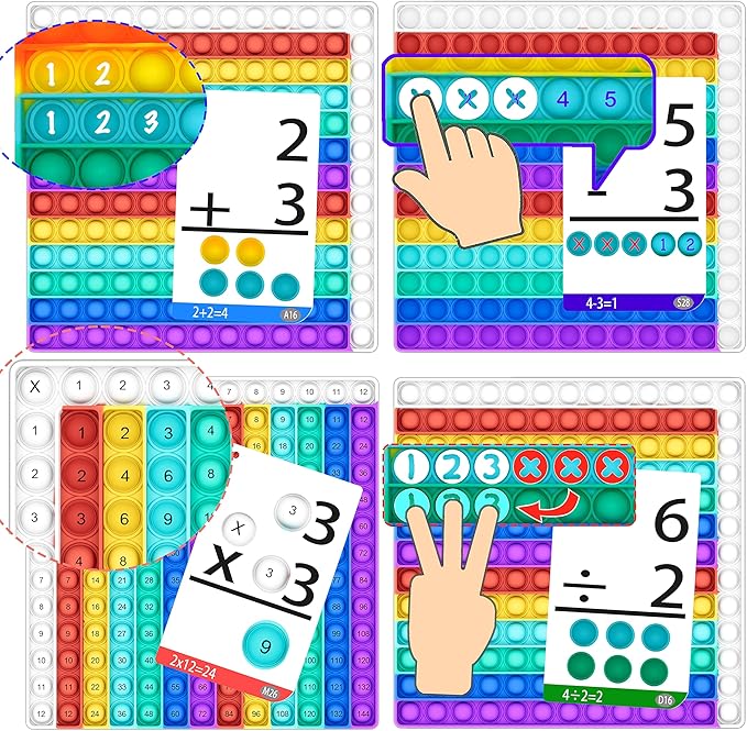 Multiplication Chart Pop It - Multiplication Game Board, 12x12 Times Table Math Game Board for Kids Learning, Educational Multiplication Machine Toy