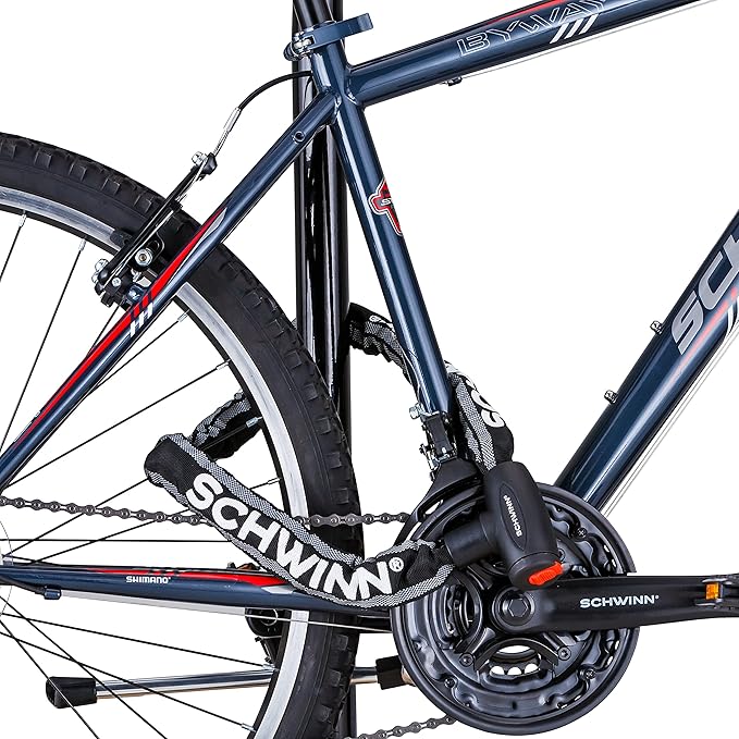 Schwinn Reflective Chain Key Lock for Bike, 3 feet x 8mm Anti Theft Bicycle Lock, Security Level 4