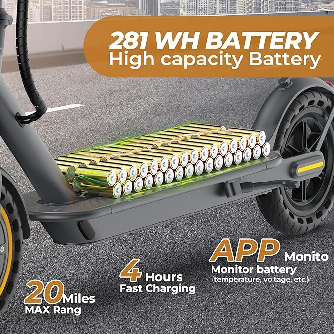 WERHY Electric Scooter, 8.5"/10"/14" Tire, Powerful 350/500W Motor, Top Speed 19/22 MPH, 21-49Miles Max Range, Folding Escooter for Adults & Teens with Dual Braking