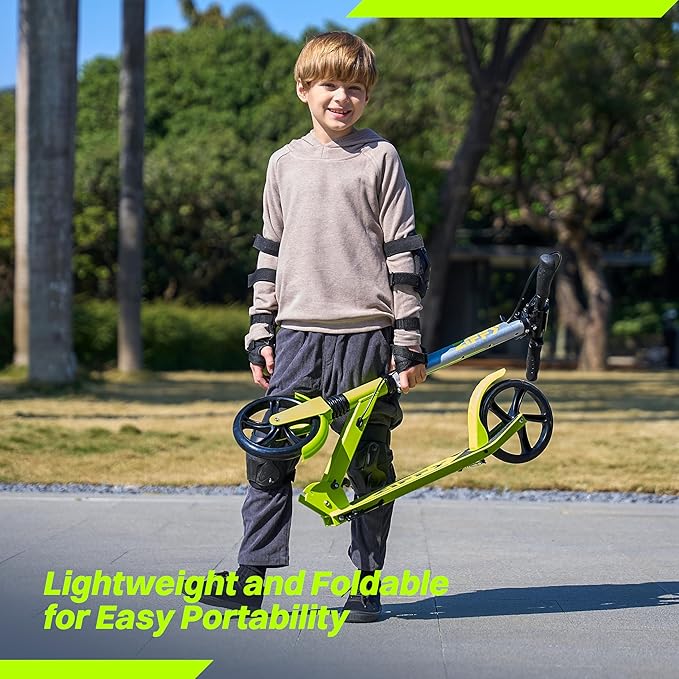 ZIFFY Scooter for Kids with Hand Brake, Foldable Kick Scooter for Ages 6-12, Lightweight Scooter for Boys with 4 Adjustable Heights, ABEC9 Bearings, Supports Up to 260 lbs by Jova