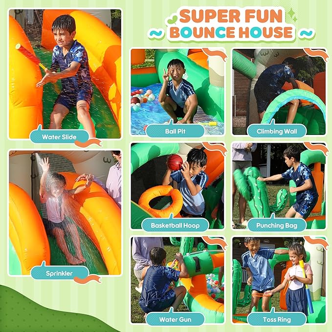 INFLATEBLE Bounce House with Slide for Kids – Llama Theme Water Slide Bouncer with Climbing Wall, Splash Pool & Ball Pit – Wet & Dry Use, Outdoor & Indoor