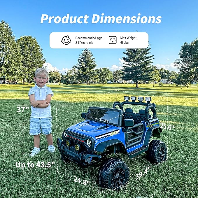 24V Kids Ride on Car, Kids Electric Vehicles Car Ride on Toy Truck for Toddlers 3-5 w/Remote Control, 400W Motor - Blue