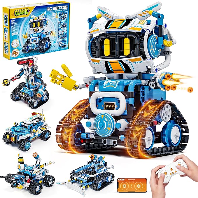 5 in 1 RC Robot Building Kit, APP & Remote Control Robotics Kit, Science Project Kit & STEM Toys for Ages 8-13, Gifts for 8 Year Old Boys Girls