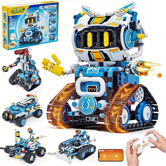 5 in 1 RC Robot Building Kit, APP & Remote Control Robotics Kit, Science Project Kit & STEM Toys for Ages 8-13, Gifts for 8 Year Old Boys Girls