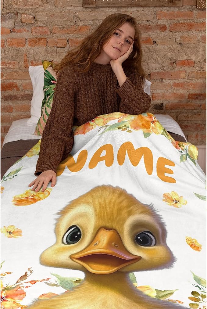 Custom Cute Duck Blanket Soft Blankets and Throws Flannel Cozy Lightweight Quilt Gift Perfect for Bed Sofa Couch-60 x50 Medium for Teen