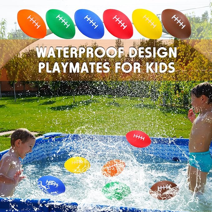 Jerify 12 Pcs Mini Footballs for Kids 4.72 Inch Foam Stress Balls - Waterproof Small Football for Birthday, Carnival, Reward, S Bow Game, Party Favors (Bright Color)