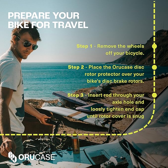 Orucase Disc Rotor Protector - 2-Pc Mountain Bike Disc Brake Rotor Cover Set for Travel - Impact Resistant Bicycle Frame Protection - Black