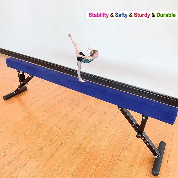 Adjustable Balance Beam 8 ft Gymnastic Beam Adjustable Height for Kids and Teenage of All Gymnastic Levels, Gymnastic Training Beam Gymnastic Equipment for Athlete Home and Gym Club Use