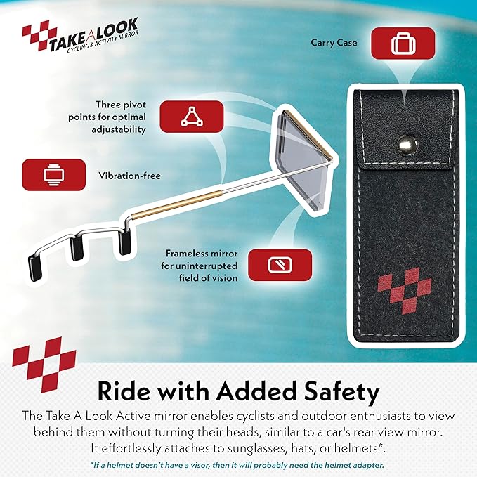 Take A Look Active Original Activity Mirror for Sunglasses, Bike Helmets, Visors for Cycling and Outdoor Activities with Carry Case