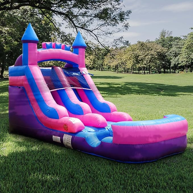 Inflatable Water Slide for Kids & Toddlers with Inflatable Pool, Backyard, Park or Commercial Use, Outdoor Water Play, Includes Blower Stakes, Splash Pool & Storage Bag, Large 21' x 9' x 12'