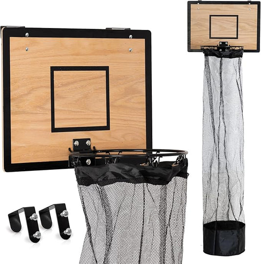 Wooden Basketball Hamper - Hoop Laundry Basket Over the Door - Room Decor