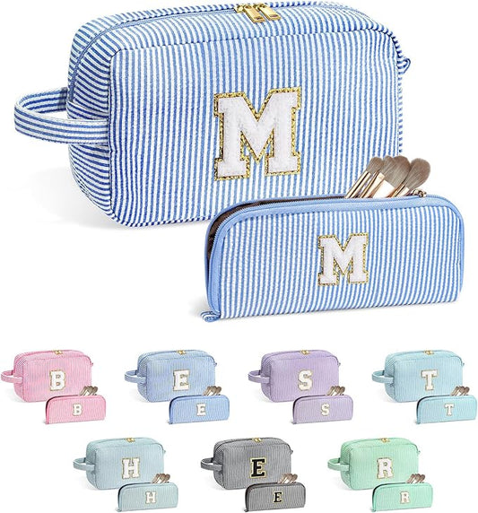 YOOLIFE Gifts for Teen Girls - Personalized Initial Makeup Bag, Birthday Gifts for Women Sister Friend Daughter Girls Kids
