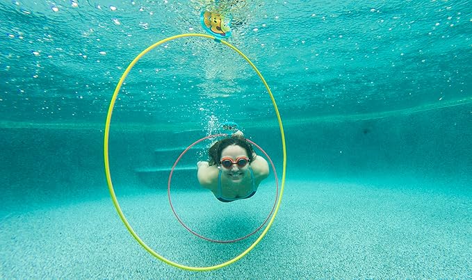 Water Sports Swim Thru Rings: 3-Pack 30-Inch Collapsible Rings, Depth Adjustable Pool Toys for Swimming Pool - Essential Water Toys and Pool Accessories for Summer Fun, Assorted Pack