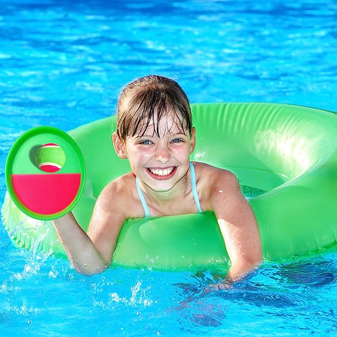 Toss and Catch Game Set,Ball Catch Set, Outdoor Beach Games for Playground Balls Summer Toy for Ages 4-8, Outside for Kids Boys Girl 4 Mitts & 4 Balls