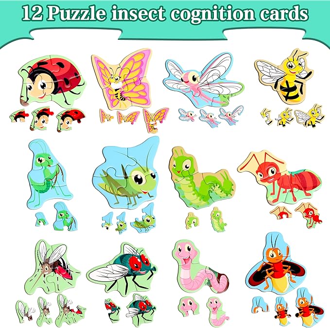 Magnetic Puzzles for Kids Ages 1-3, Travel Toddler Puzzles Ages 2-4 Year, Insect Activities Toy for Boys & Girls 3-5 yo - Learning Magnet Gift for Road Trip