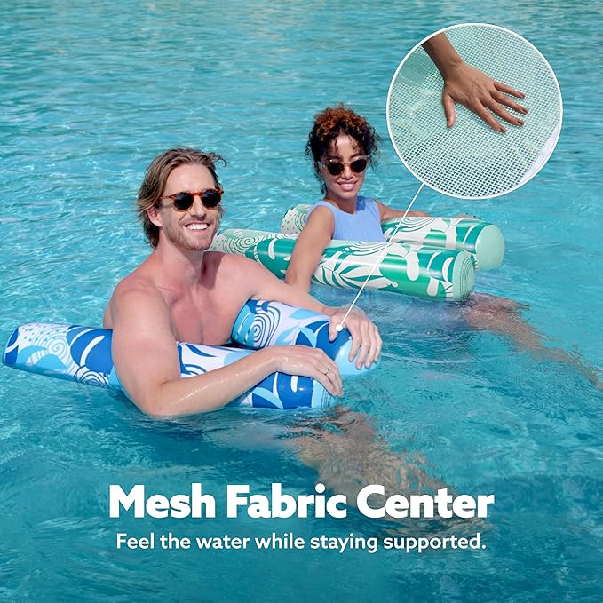 SLOOSH 2 Packs Hammock Pool Floats Adults, 4-in-1 Multi-Purpose Inflatable Pool Floats PVC Water Hammock Lounge Floaties