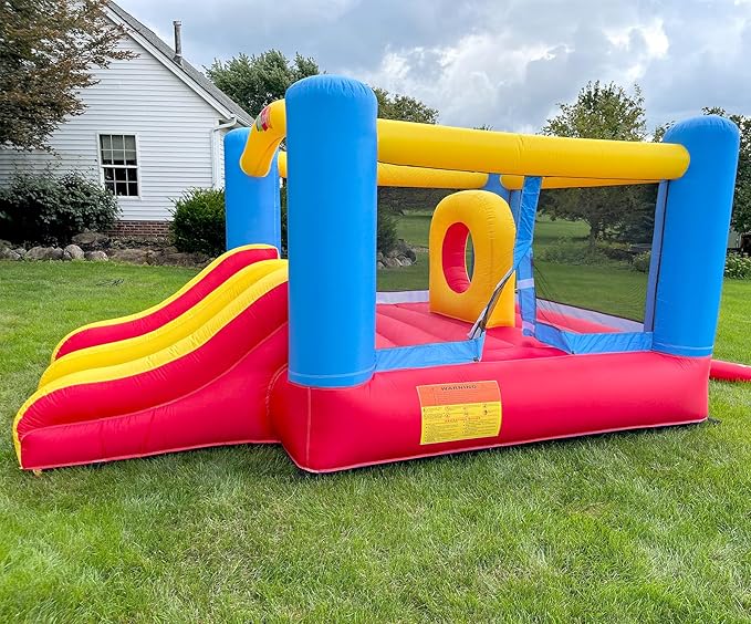 Whubefy Bounce House for Kids 3-10, 12.6FTx9FT Inflatable Bounce House with Blower for Big Kids 3-6 with Double Slide Obstacle, Indoor Outdoor Blow up Bouncy Castle Jump House for Family Backyard Fun