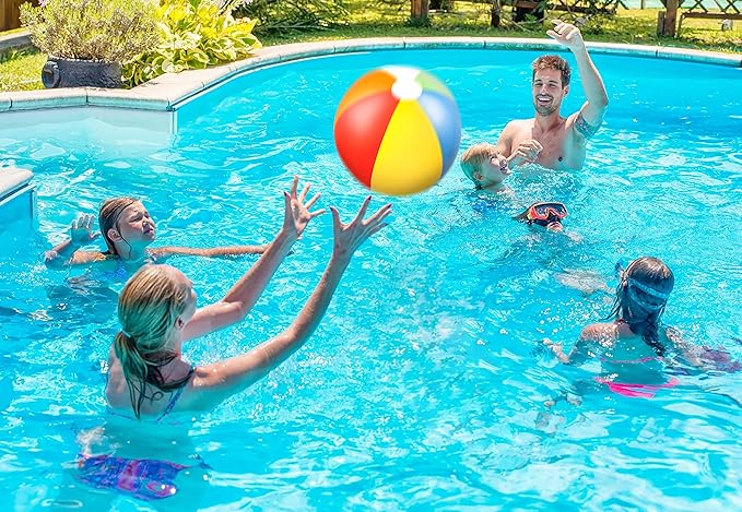 90shine 7PCS Fruit Pool Floats: Watermelon Kiwi Orange Lemon Swimming Rings with 13.5" Beach Balls - Inflatable Tubes Floaties Toys for Kids Adults