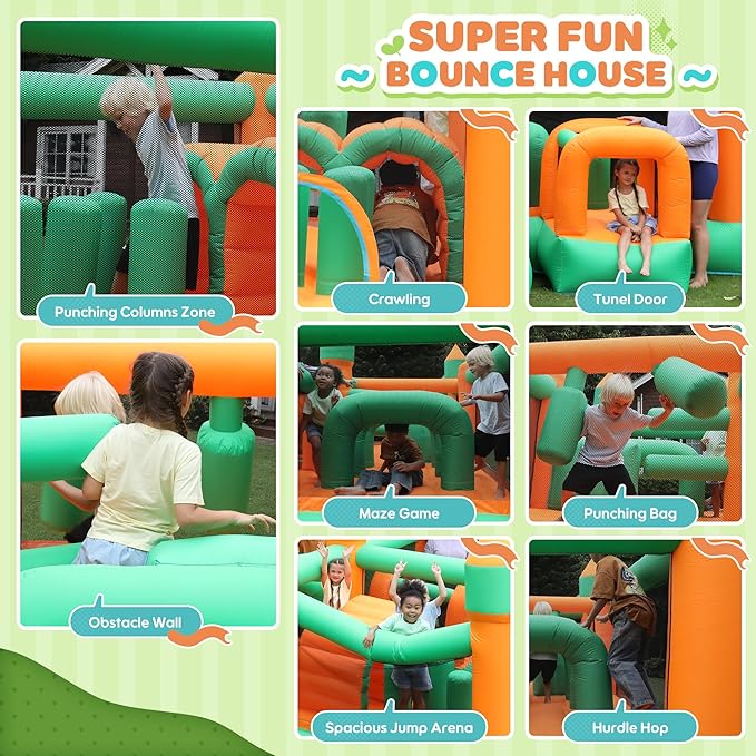 Inflatable Bounce House Kids Obstacle Bouncy Castle for Outdoor Indoor