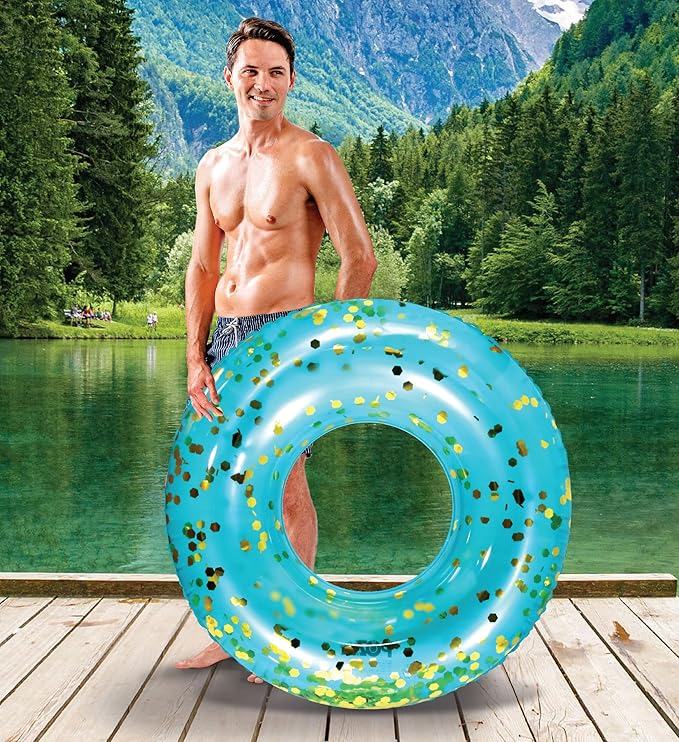 CoTa Global Inflatable Pool Float Tube Confetti Premium Swim Ring Heavy Duty Vinyl Flotation Pool Floats Toy for The Beach, Party, Vacation, UV Resistant - Pool Party