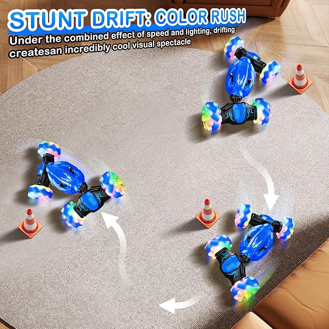 Remote Control Car for Boys 4-7 8-12, 4WD Rc Stunt Car 360° Rotate Transform,Off Road Drift with Lights,All Terrains RC Cars for Kids, Boys Girls Gifts for Age 7 8 9 10 11 12 Years Old
