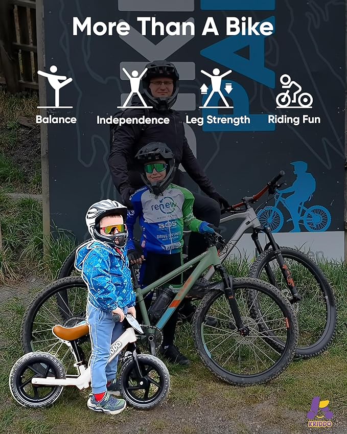 KRIDDO Toddler Balance Bike 2 Year Old, Age 24 Months to 5 Years Old, 12 Inch Push Bicycle with Customize Plate (3 Sets of Stickers Included), Gift Bike for 2-3 Boys Girls, White
