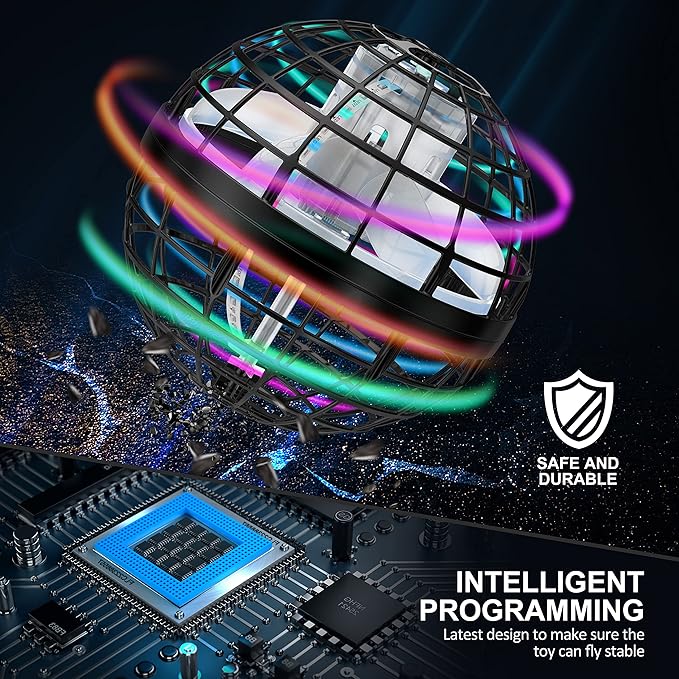 2025 Flying Orb Ball Toy,Cosmic Globe Boomerang Hover Ball Galactic Fidget Spinner, Hand Drone Orbit, Cool Toys Gift for 6 7 8 9 10+ Year Old Boys Girls Teens Outdoor Toys(Black)