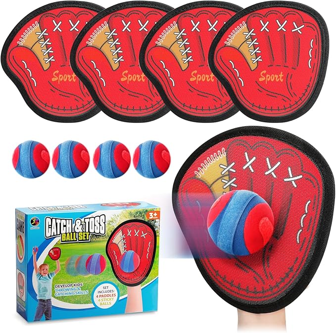 Toss and Catch Ball Game Outdoor, Kids Outdoor Games Yard Games Beach Toys Pool Toys for Family, Toddler Baseball Glove & Catch Ball Toys Birthday Gift for Ages 3 4 5 6 7 8-12 Year Old Boys Girls