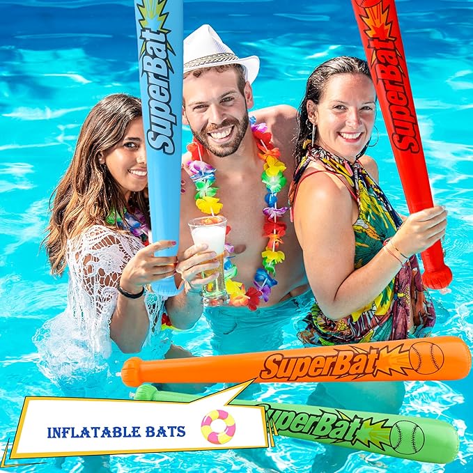 18 Pack 31.5 Inch Inflatable Baseball Bats Blow Up Baseball Bat Inflatable Toy Bat Inflates for Kids Carnival Birthday Baseball Theme Party Supplies, 6 Colors