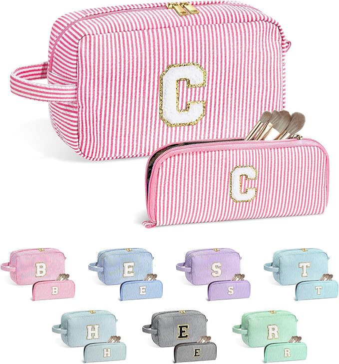 YOOLIFE Gifts for Teen Girls - Personalized Initial Makeup Bag, Birthday Gifts for Women Sister Friend Daughter Girls Kids