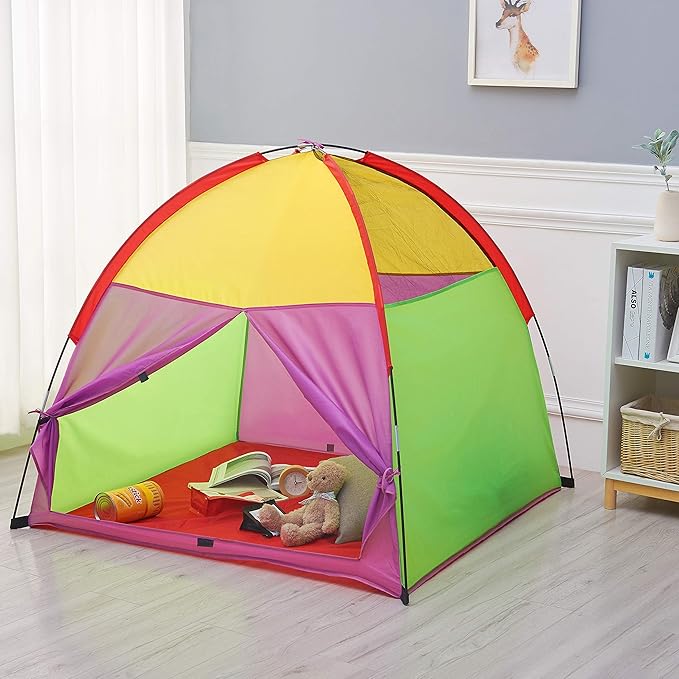ATDAWN Kids Play Tent, Kids Pop Up Tent, Camping Playground, Indoor/Outdoor Children Playhouse for Boys and Girls, Rainbow Color