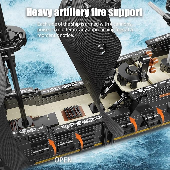 Pirate Ship Building Blocks Sets,MOC Black Pearl Ship Building Toys,Pirate Boat Collectible Display for Home or Office Decor,Christmas Birthday Gift for Adults & Boys 8-14(921Pcs)
