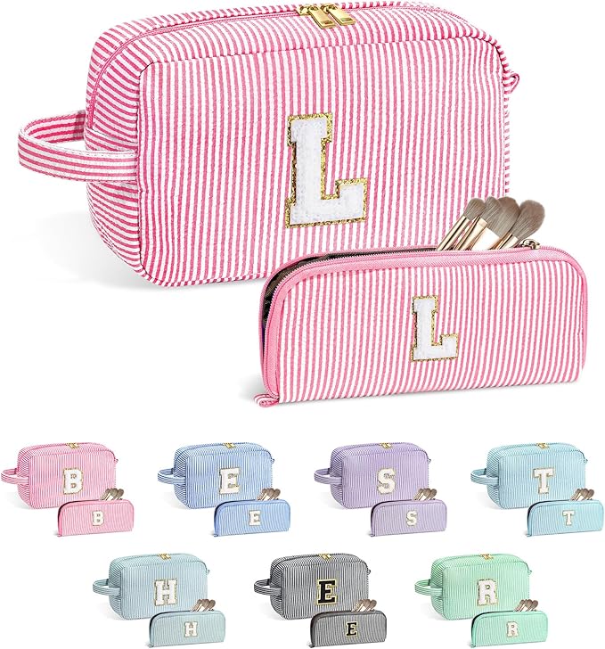 YOOLIFE Gifts for Teen Girls - Personalized Initial Makeup Bag, Birthday Gifts for Women Sister Friend Daughter Girls Kids
