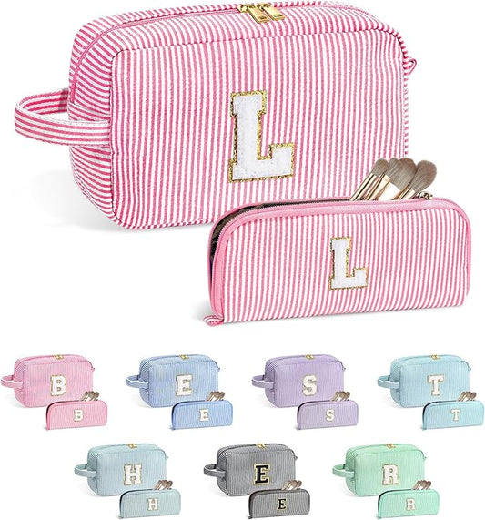 YOOLIFE Gifts for Teen Girls - Personalized Initial Makeup Bag, Birthday Gifts for Women Sister Friend Daughter Girls Kids