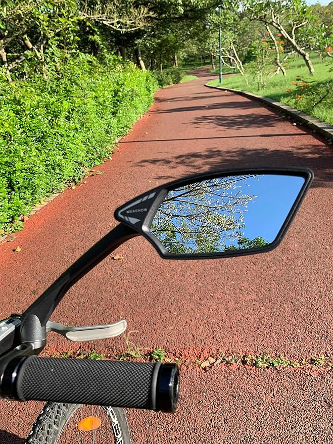 MEACHOW New Scratch Resistant Glass Lens,Handlebar Bike Mirror, Rotatable Safe Rearview Mirror, Bicycle Mirror, (Silver Right Side) ME-006RS