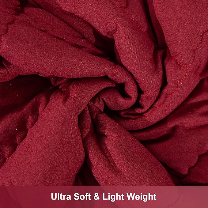 NTBAY Down Alternative Toddler Comforter, Lightweight and Warm Solid Color Baby Crib Quilted Blanket, 39x47 inches, Red