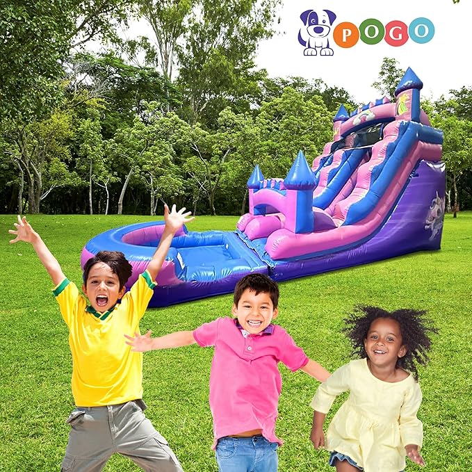 Inflatable Water Slides for Kids - Backyard Inflatable Water Slides with Splash Pool - Pink Unicorn Slide Complete with Blower, and Stakes - 25.5' x 9' - 15' Tall Slide