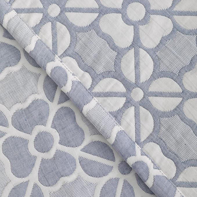 NTBAY 3 Layer Toddler Blanket, Muslin Cotton Jacquard Bed Blankets, Lightweight Thermal Baby Blanket, Super Soft and Warm Crib Blanket for All Seasons, Decoration Gift, 30"x40", Blue Clover