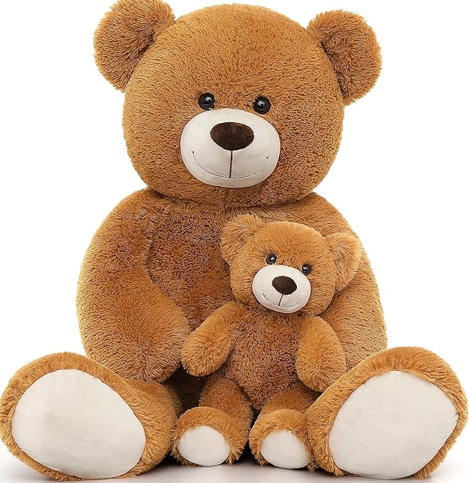 MorisMos Mom and Baby Giant Teddy Bear, 39inch Soft Large Teddy Bears Stuffed Animal Plush for Baby Shower, Brown